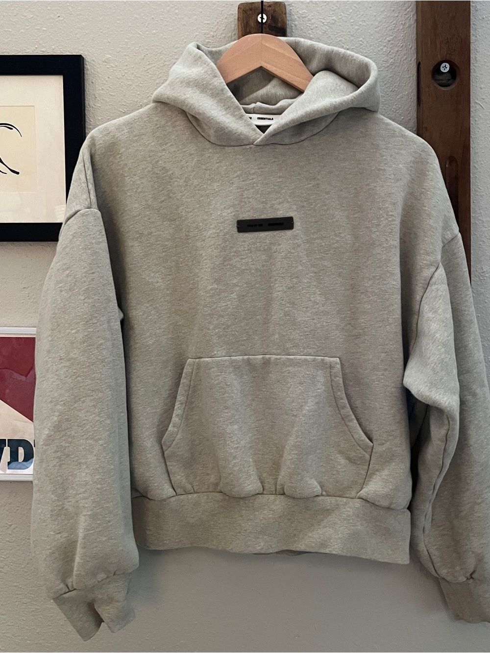 $130 Fear of God ESSENTIALS Heather Stone Classic Fleece Hoodie Size XS